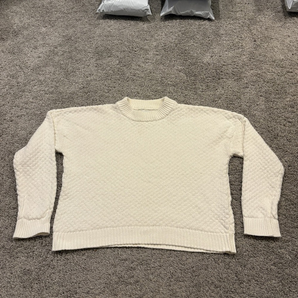 Samsoe Samsoe Crewneck Sweater Womens XS Clear Cream Knit Crochet Oversized Rare